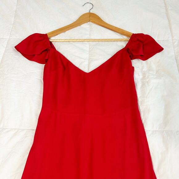 NWOT Reformation Baxley Red Midi Dress Flutter Sleeve Sweetheart Neck Size 2 - Picture 7 of 12